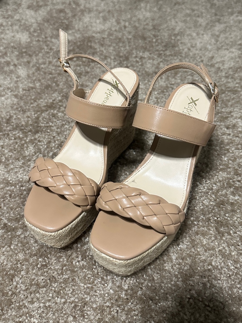 Xappeal Women's Beige Braided Espadrille Wedge Sandals
